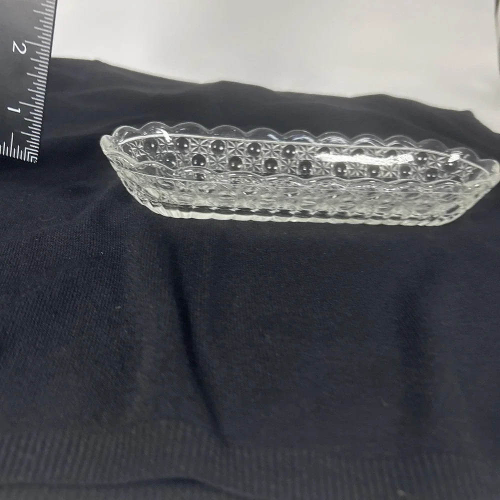 Vintage 1970s Avon Clear Glass Daisy‎ & Button Relish Celery Serving Dish Oblong